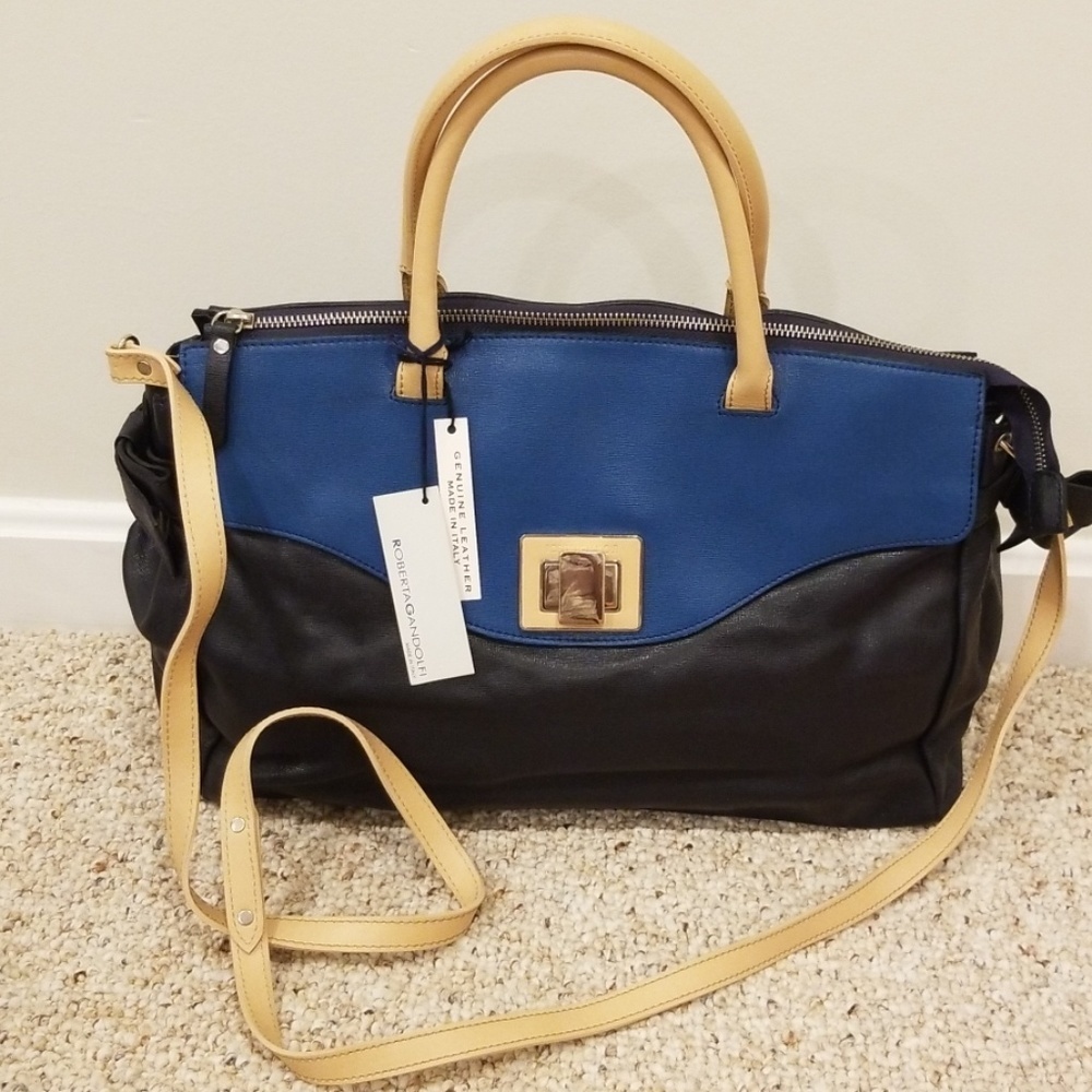 NWT! ROBERTA GANDOLFI Leather Linea Perla Bag
